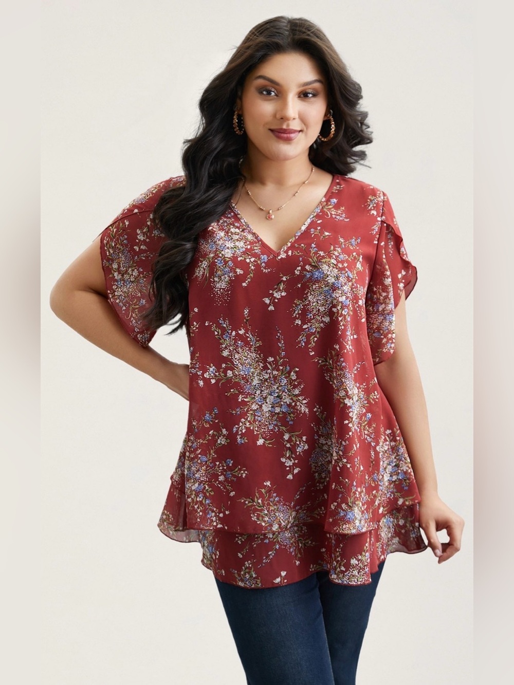 🌹BloomChic Red Floral Top